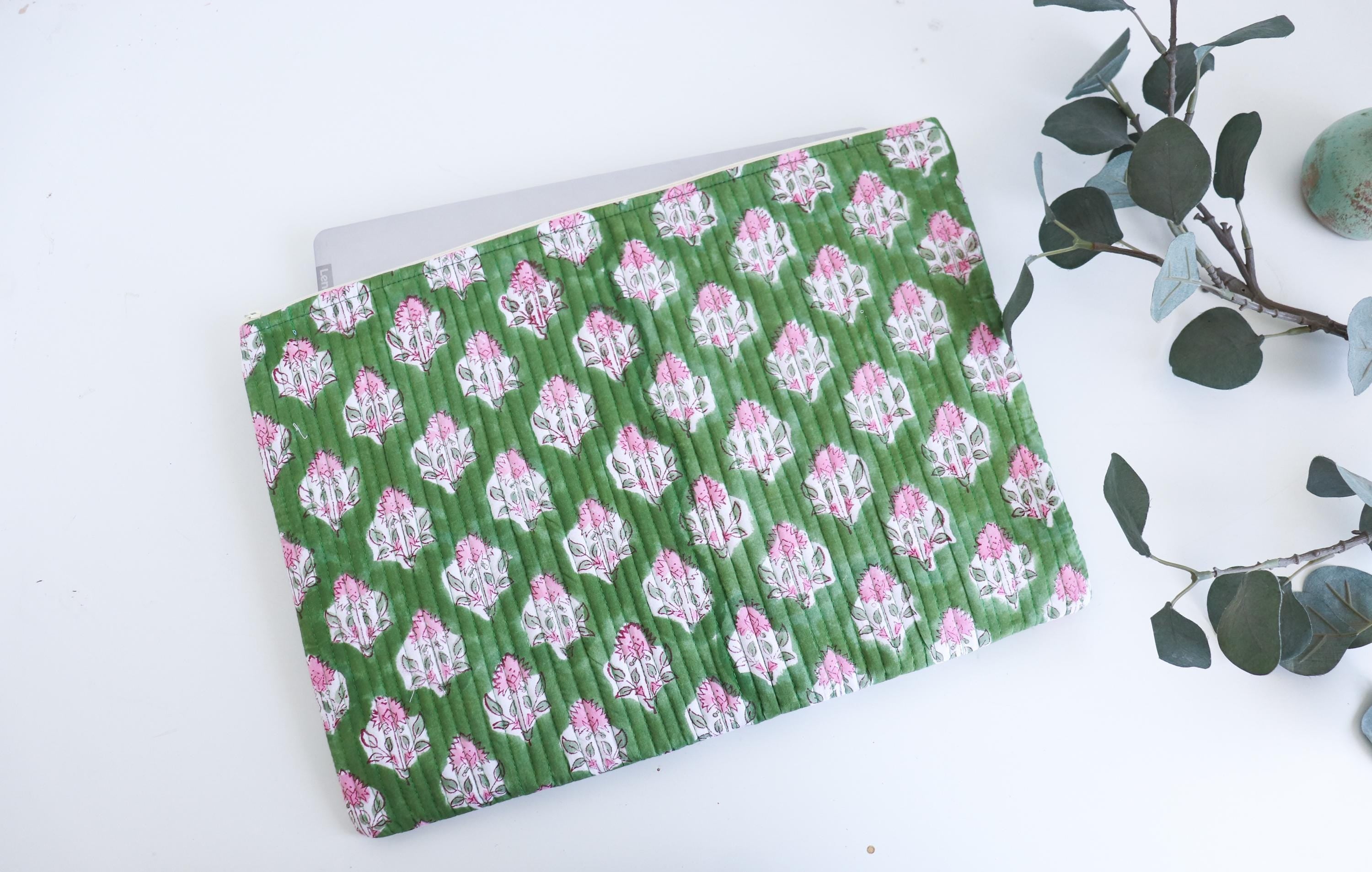 Laptop Sleeve 13 in/15-16 in Cotton light Weight Laptop Sleeve-Quilted MacBook Air Case-MacBook Pro Case-Floral Laptop Sleeve-Tablet Sleeve