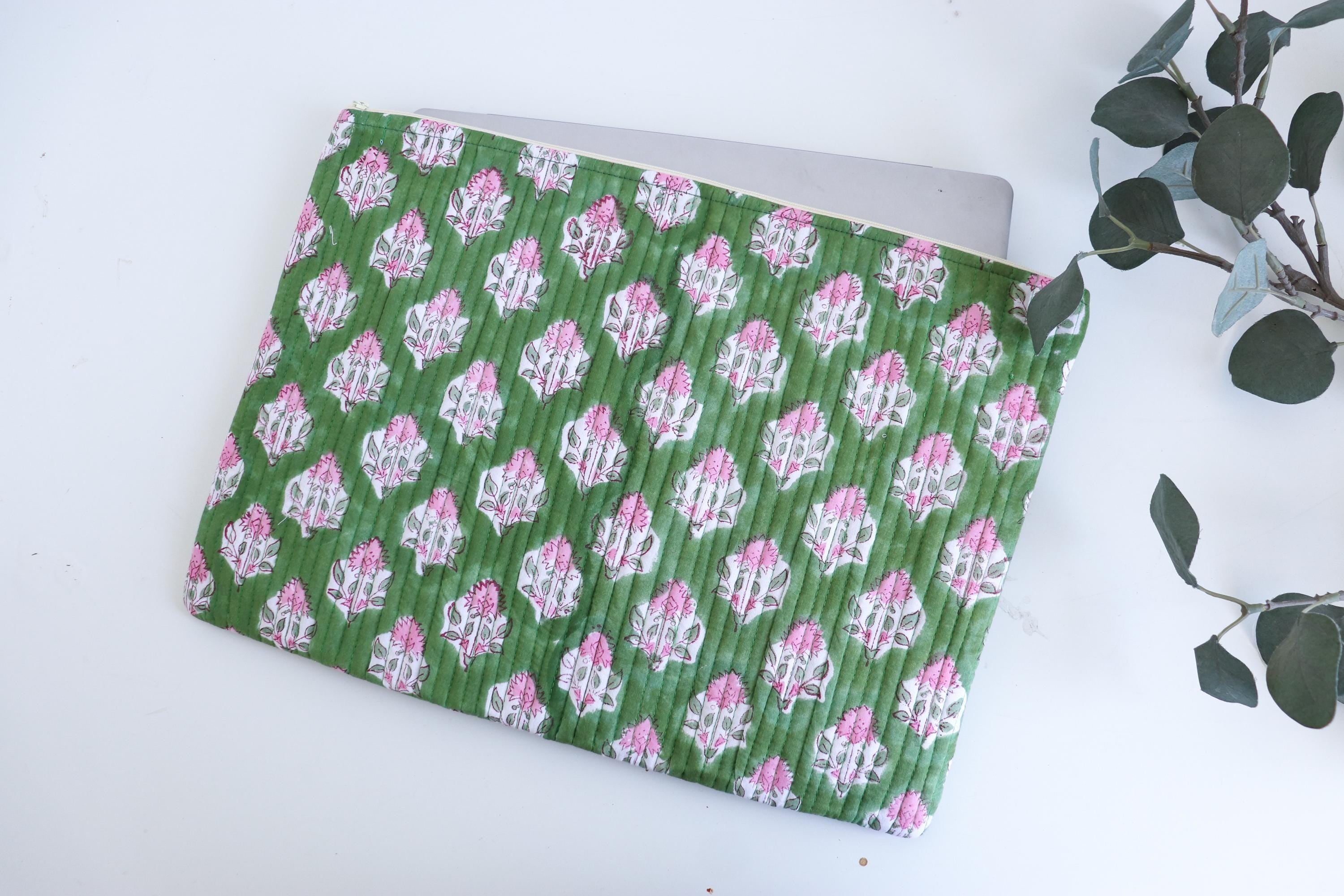 Laptop Sleeve 13 in/15-16 in Cotton light Weight Laptop Sleeve-Quilted MacBook Air Case-MacBook Pro Case-Floral Laptop Sleeve-Tablet Sleeve