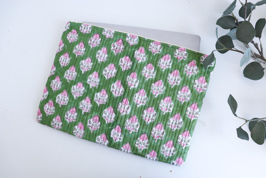 Laptop Sleeve 13 in/15-16 in Cotton light Weight Laptop Sleeve-Quilted MacBook Air Case-MacBook Pro Case-Floral Laptop Sleeve-Tablet Sleeve