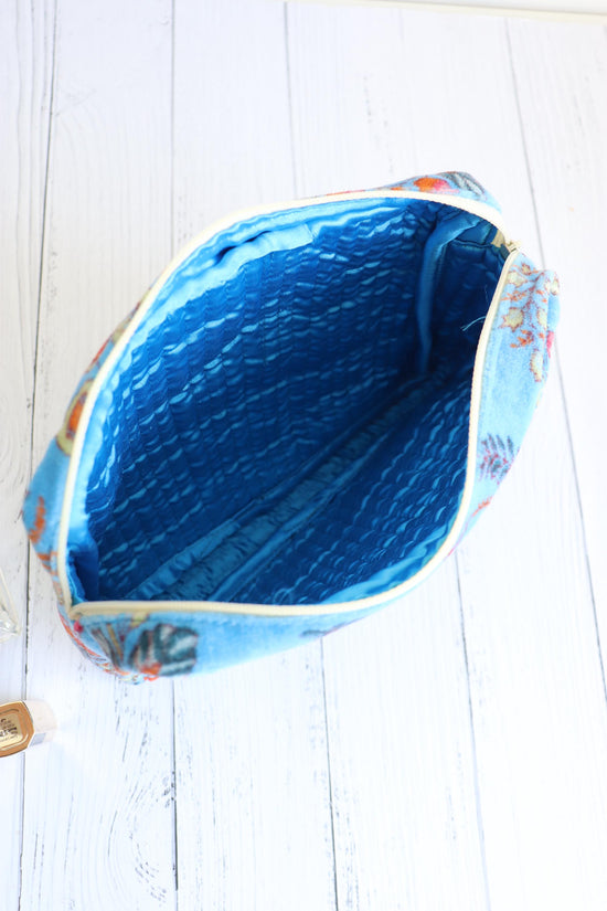 Blue Velvet Quilted Vanity Bag