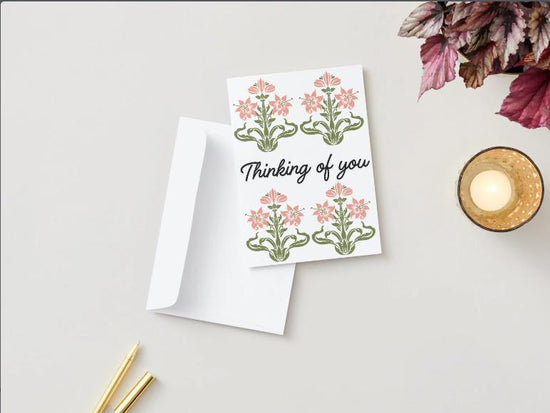Thinking of You Printable Card – 5x7 Floral Sympathy Card JPG PNG PDF, Instant Download Encouragement Card, Elegant Botanical Design