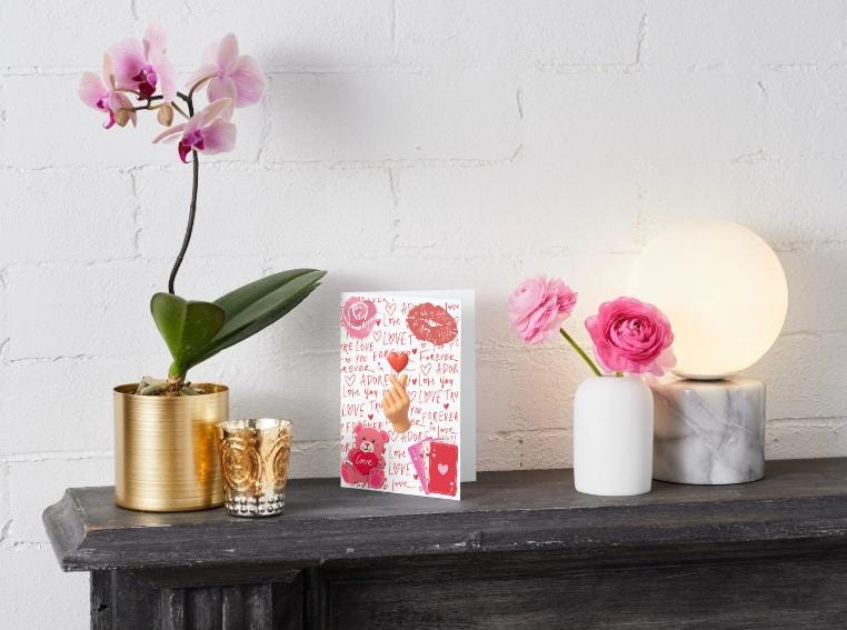 Cute Valentine Printable Card – 5x7 Love Card PDF JPG PNG, Finger Heart Emoji, Teddy Bear Love Card, Instant Download Digital Card - Kpop