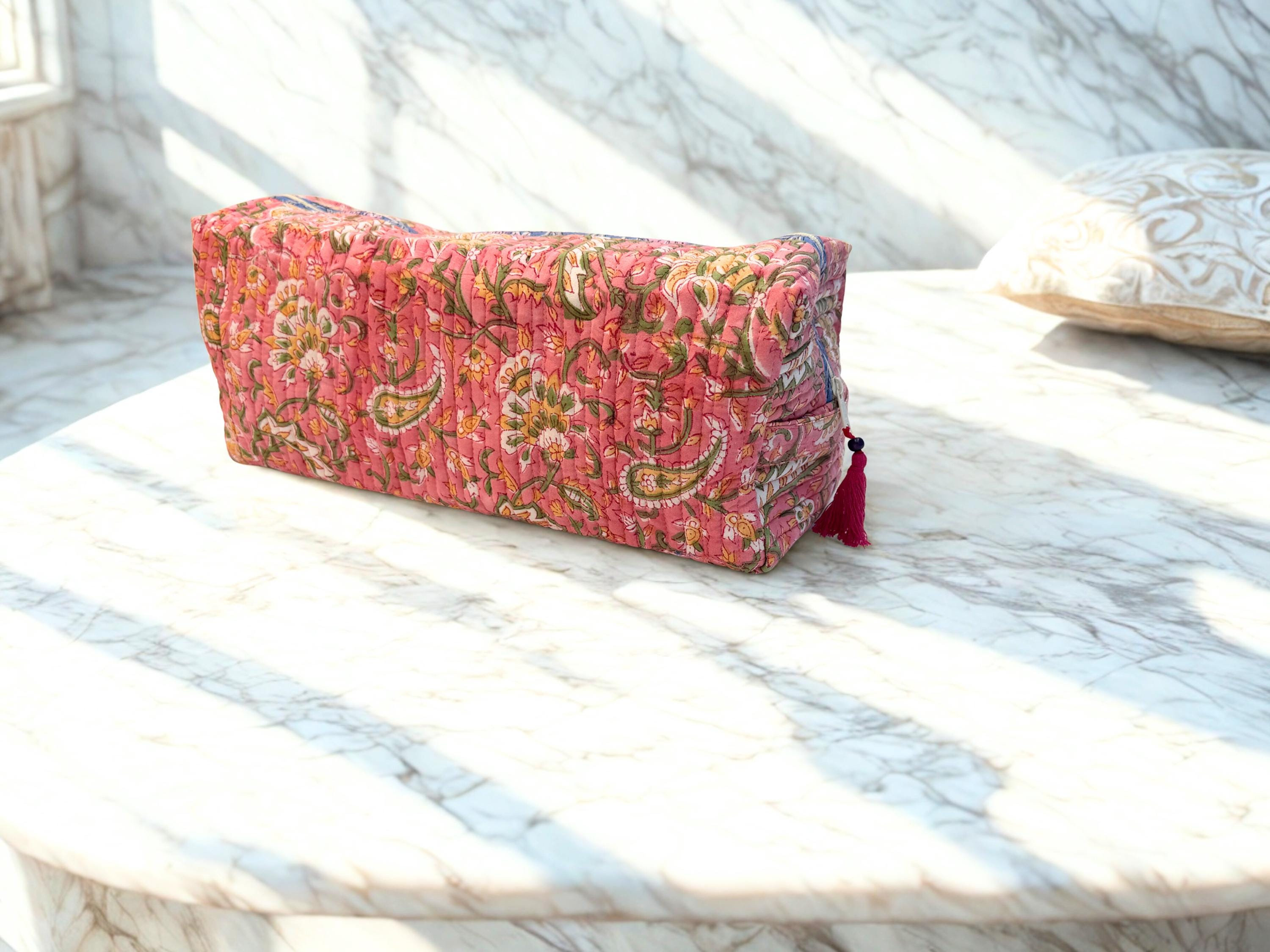 Cute Dyson Airwrap Bag, Travel Hair Dryer Storage Bag, Portable Hair Accessories Travel Case, Quilted Block Print Cotton Hair Tool Organize