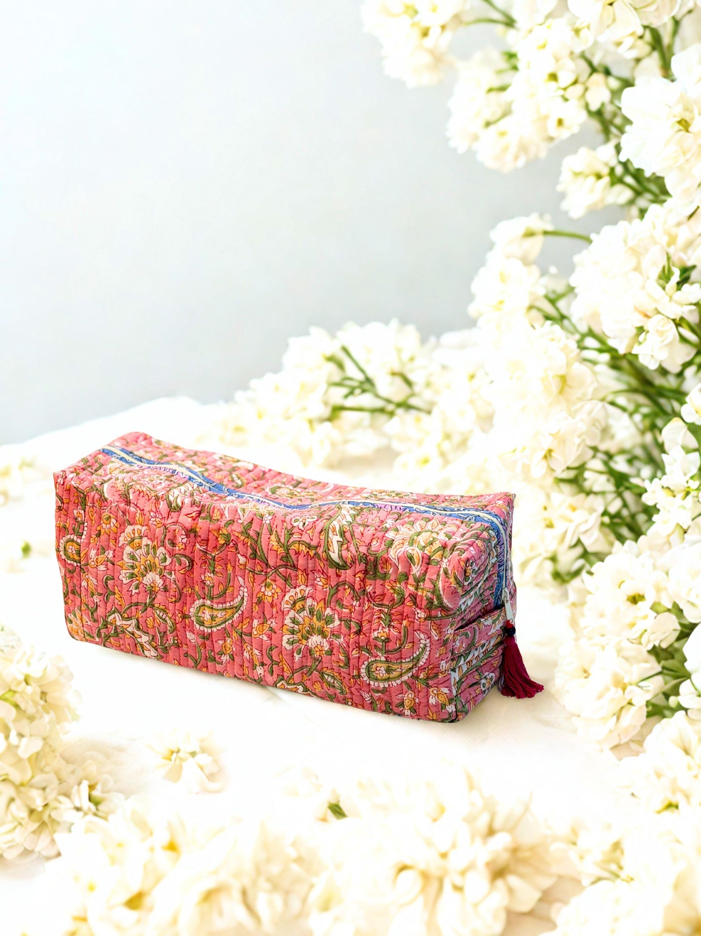 Cute Dyson Airwrap Bag, Travel Hair Dryer Storage Bag, Portable Hair Accessories Travel Case, Quilted Block Print Cotton Hair Tool Organize