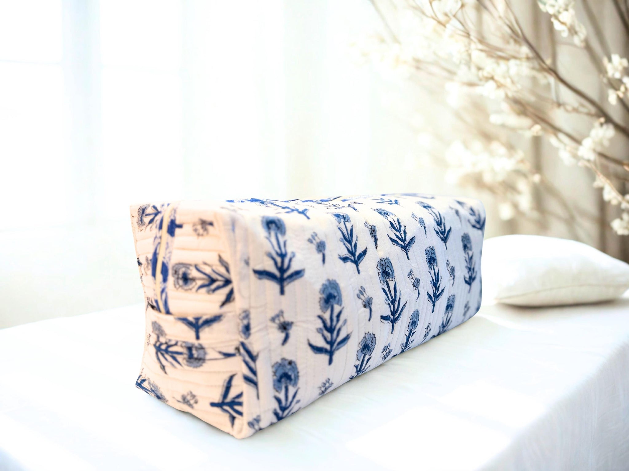 Cute Dyson Airwrap Bag, Travel Hair Dryer Storage Bag, Portable Hair Accessories Travel Case, Quilted Block Print Cotton Hair Tool Organize