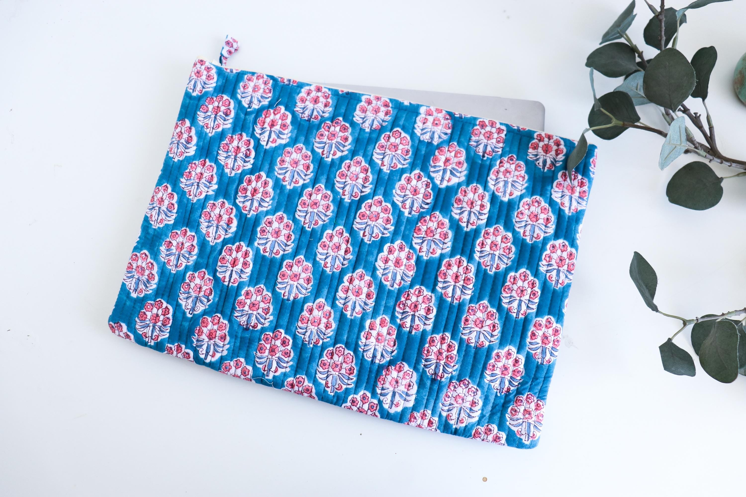 Laptop Sleeve 15-16 in Cotton light Weight Laptop Sleeve-Quilted MacBook Air Case-MacBook Pro Case-Floral Laptop Sleeve-Tablet Sleeve
