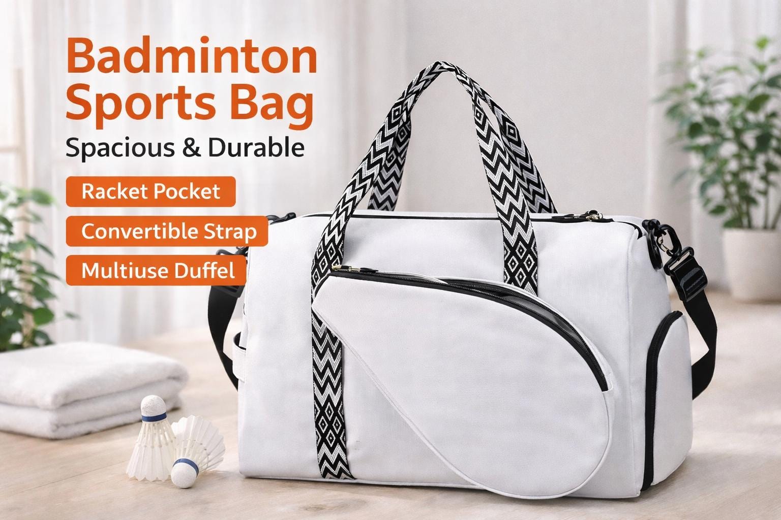 Badminton Racket Bag Oxford Cloth | Large 30–40L Sports Duffel | Lightweight Gym & Travel Bag | Gift for Badminton Players