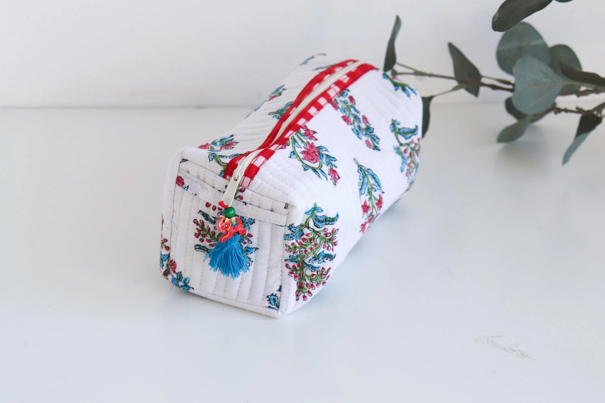 White Quilted Makeup Bag