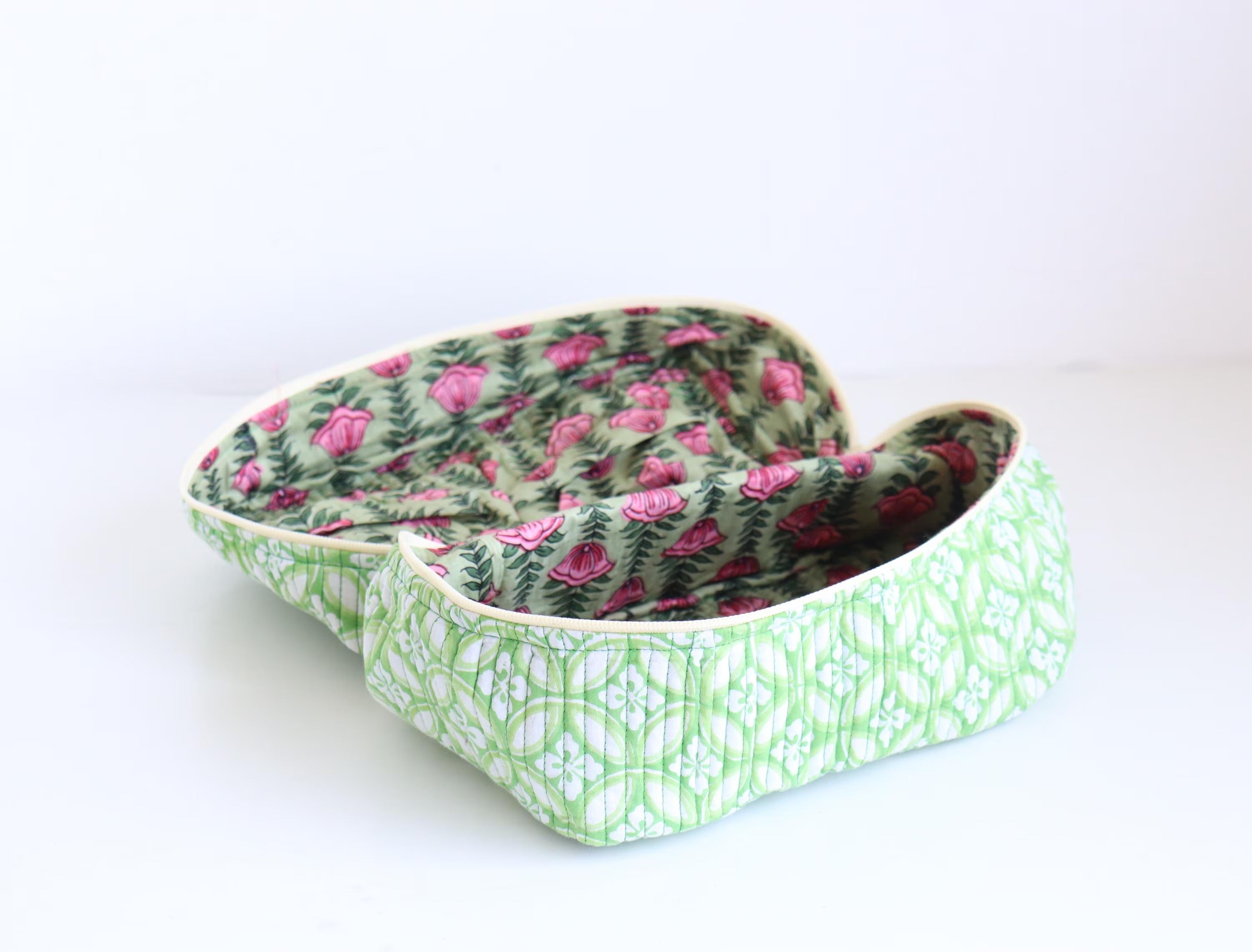 Handcrafted Green Quilted Cotton Vanity Bag