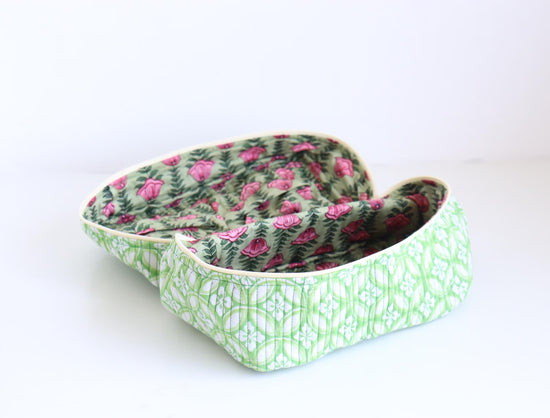 Handcrafted Green Quilted Cotton Vanity Bag