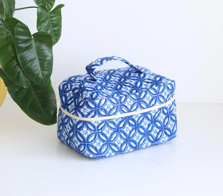 Blue Vanity Bag in Quilted Cotton