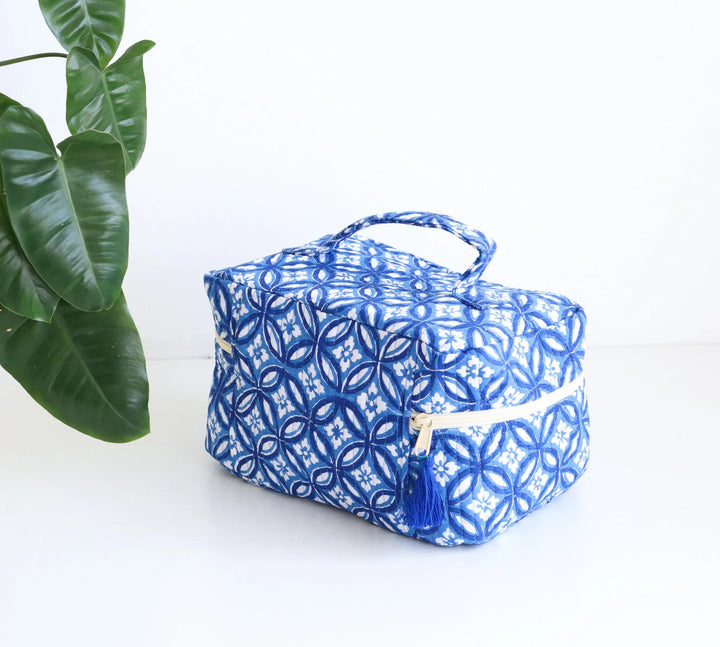 Blue Vanity Bag in Quilted Cotton