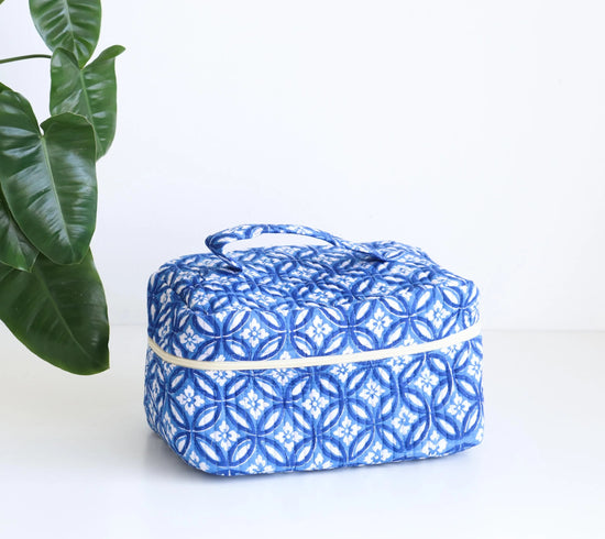 Blue Vanity Bag in Quilted Cotton