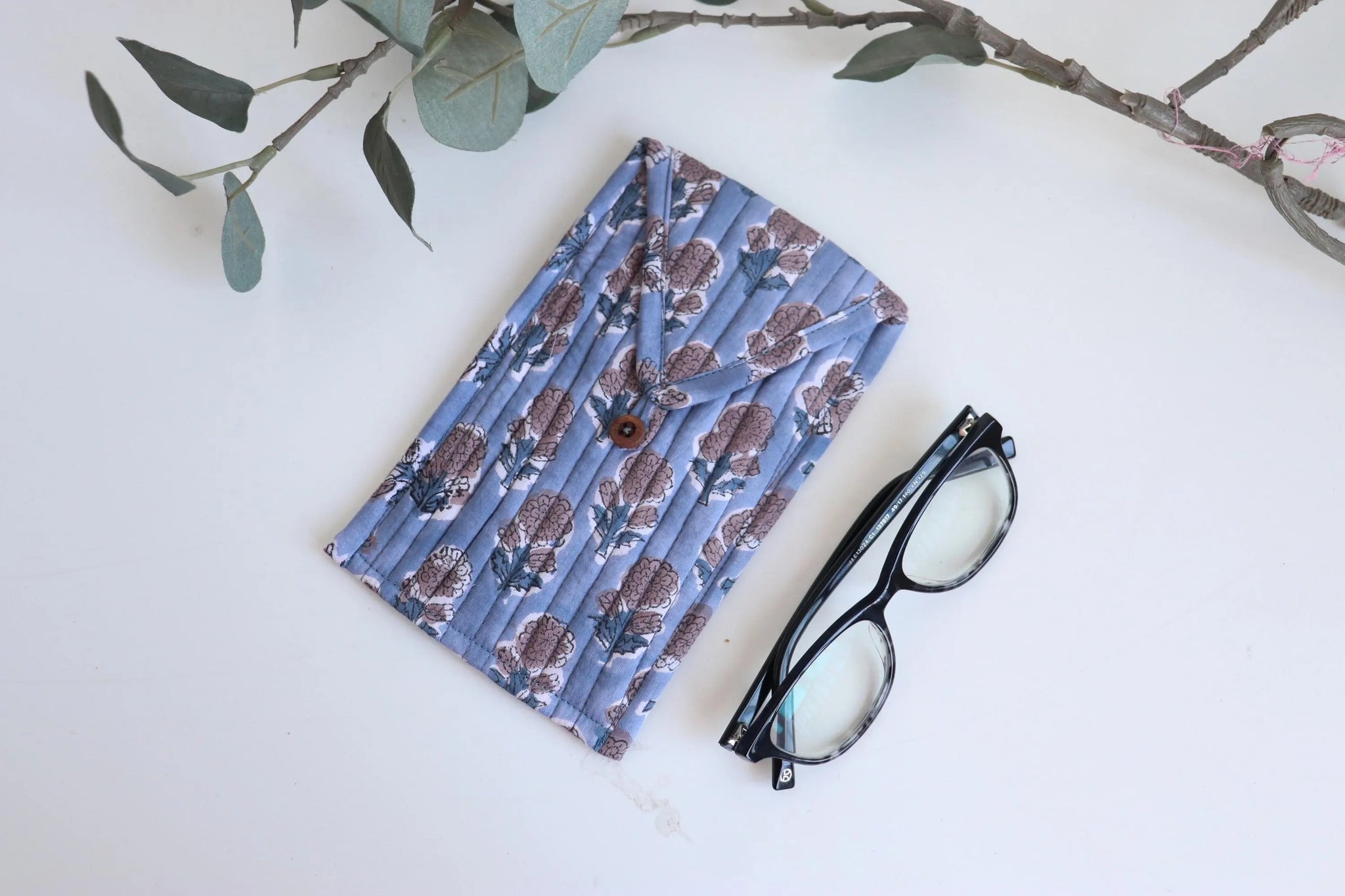 The Quilted Eyewear Case - Blue