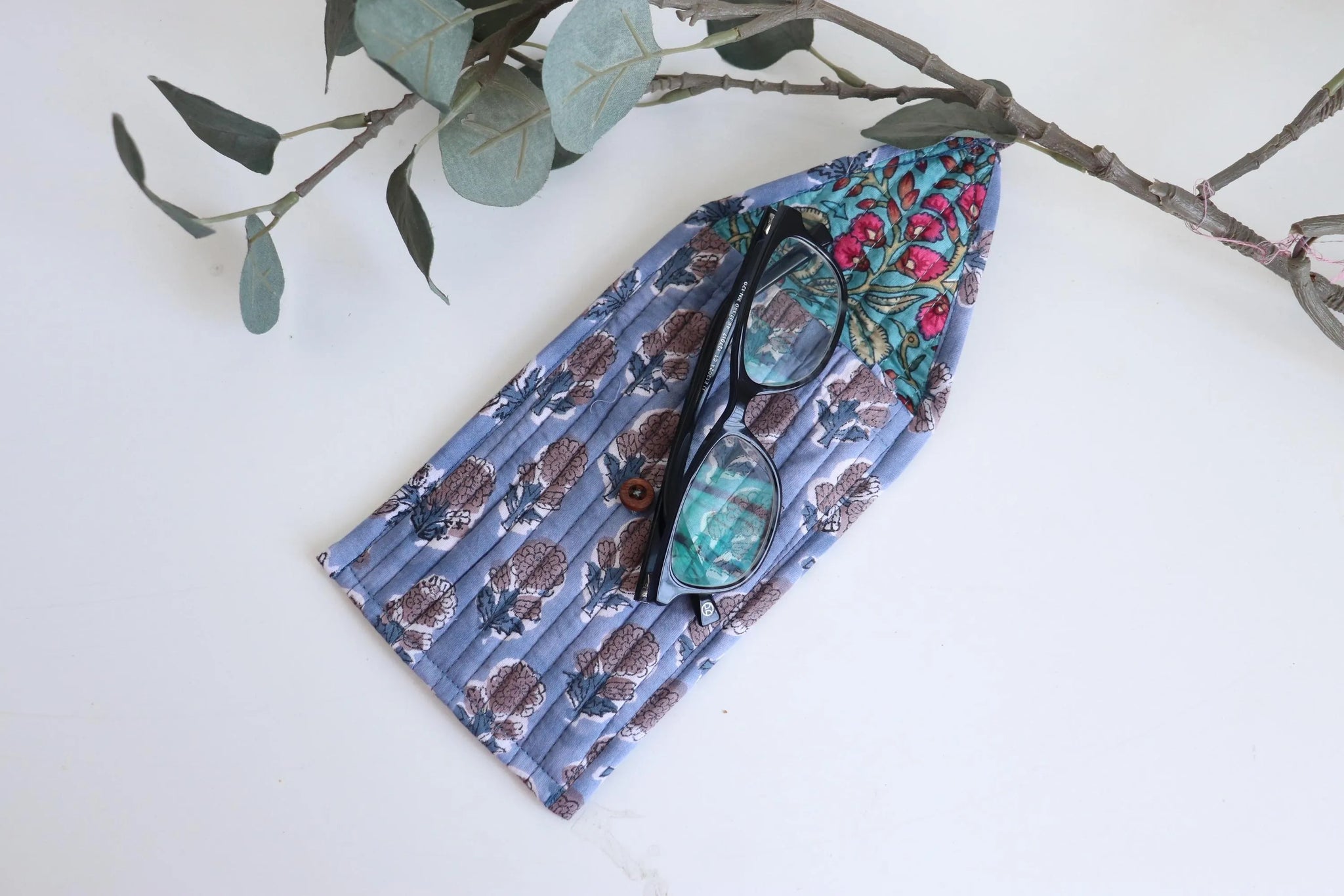 The Quilted Eyewear Case - Blue