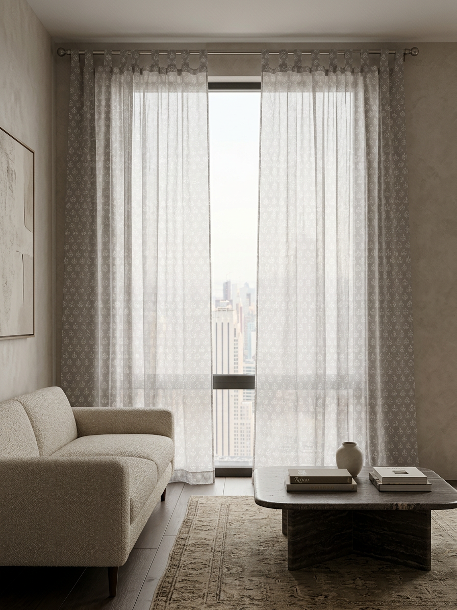 White Mist Semi Sheer Curtains