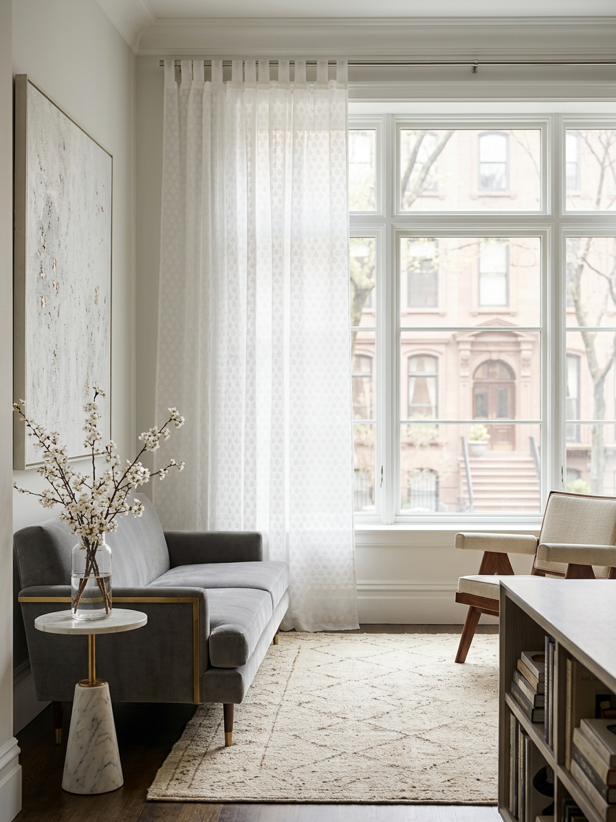 White Mist Semi Sheer Curtains